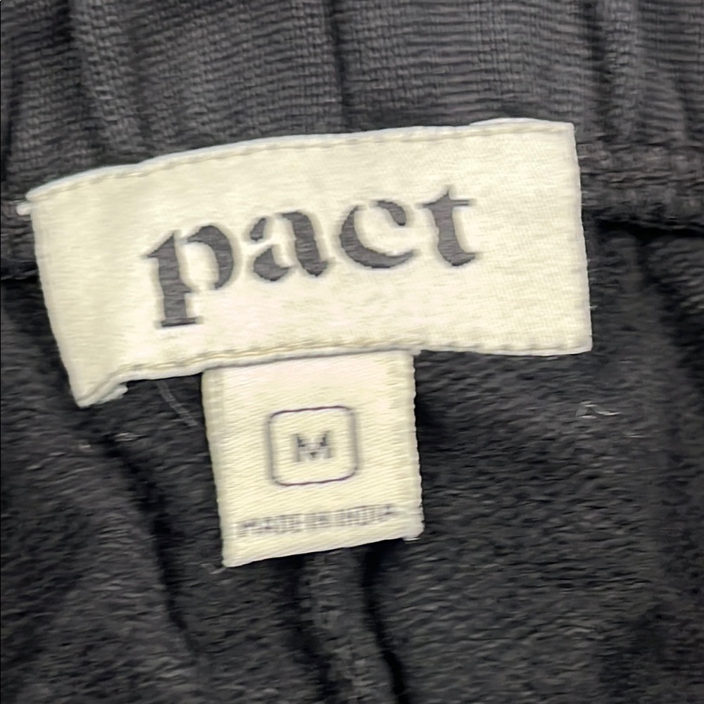 NEW‎ PACT M 100% Organic Cotton Joggers Black Unisex Sweatpants Pockets - Picture 2 of 15
